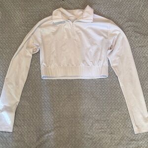 Women's Cream Long Sleeve Cheerleading Crop Top